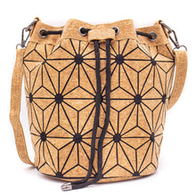 Load image into Gallery viewer, Geometric-Cork-Bucket-bag-for-Women.jpg
