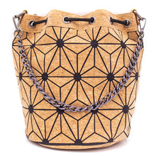 Load image into Gallery viewer, Geometric-Cork-Bucket-bag-for-Women.jpg
