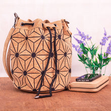 Load image into Gallery viewer, Geometric-Cork-Bucket-bag-for-Women.jpg
