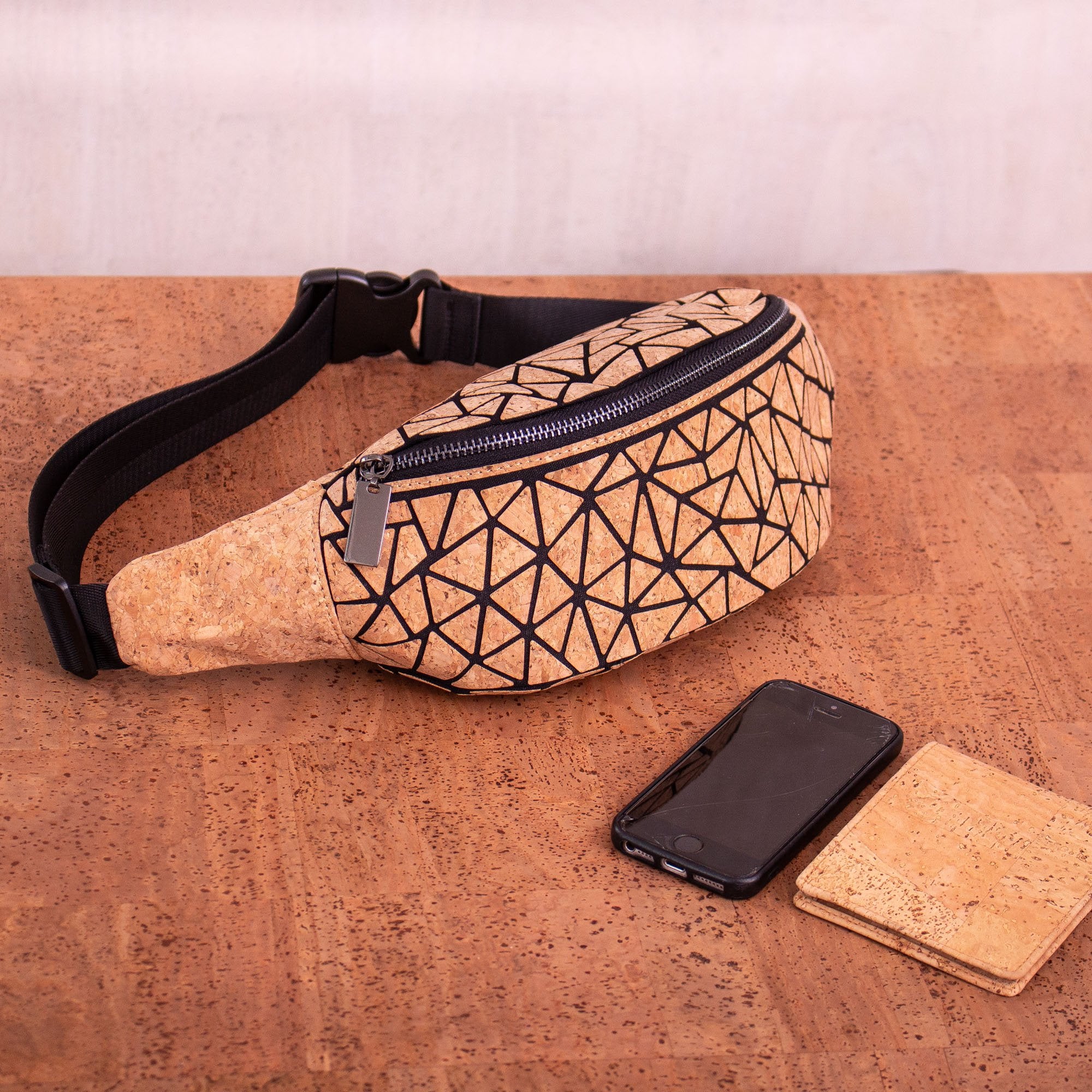 Geometric Pattern Chain Decor Waist Bag Geometric Print Fanny Pack